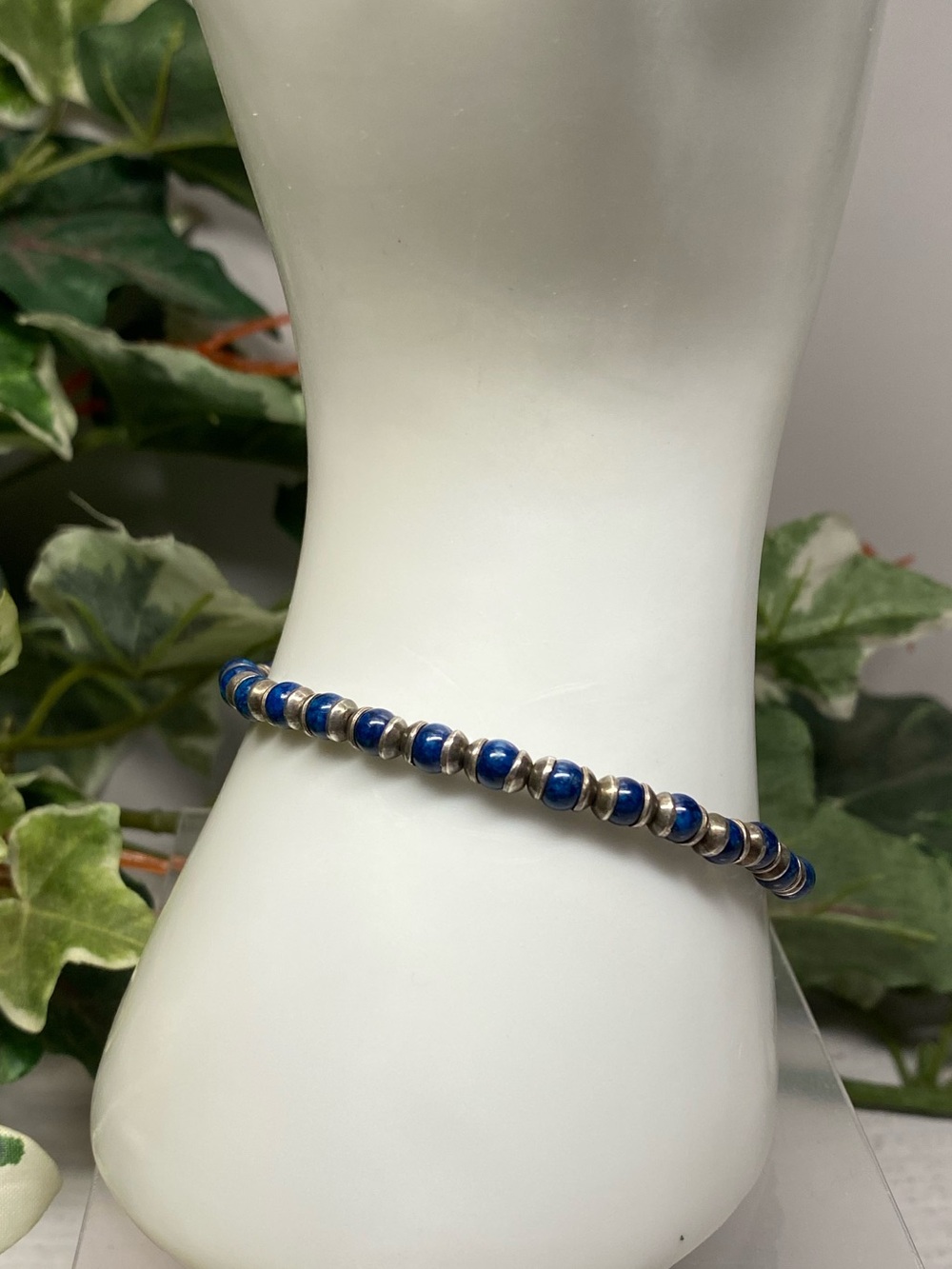 🪶Artisan Crafted Lapis Lazuli and Sterling Silver Beaded Bracelet